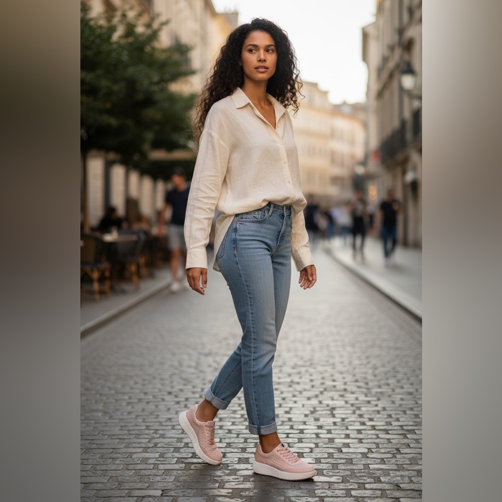 Chic Pink Woven Sneakers